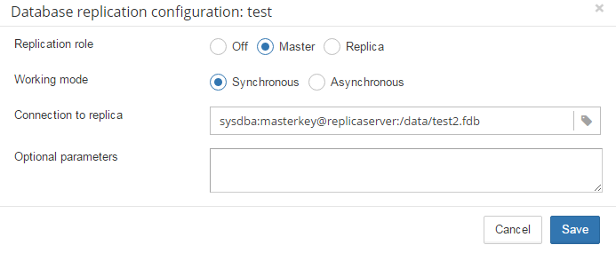 Synchronous replication configuration