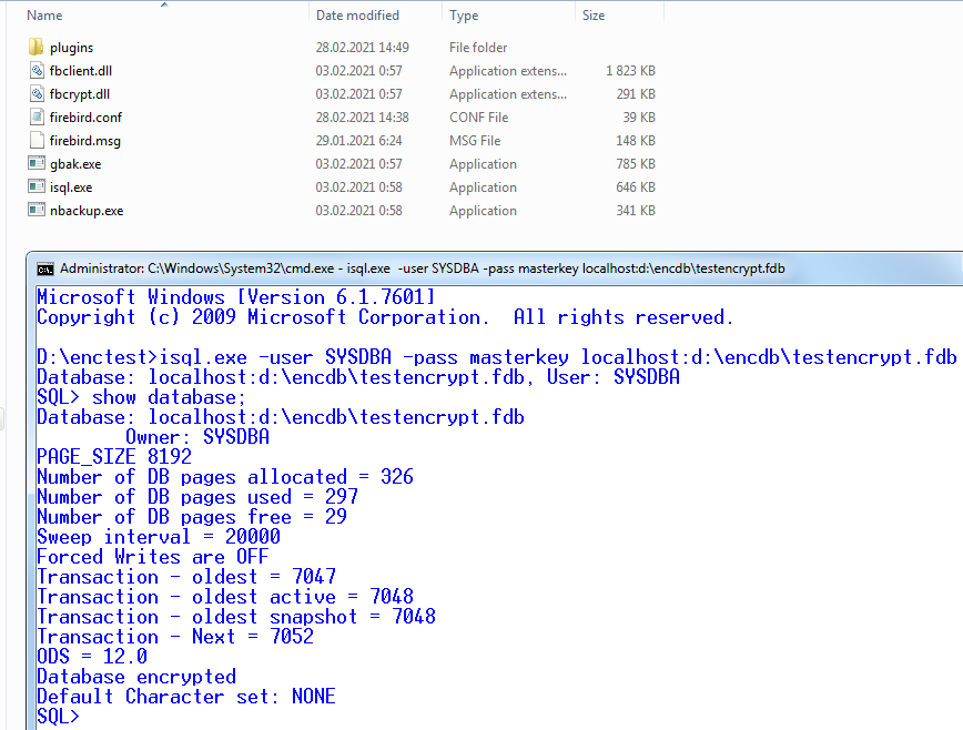 Firebird encryption client-side keyholder load